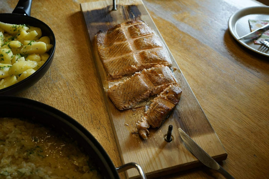 XXL Profi Flammlachsbrett ~ RASTVERSTELLUNG ~ Feuerschale Kugelgrill Flammlachs Flammlachsbretter (S