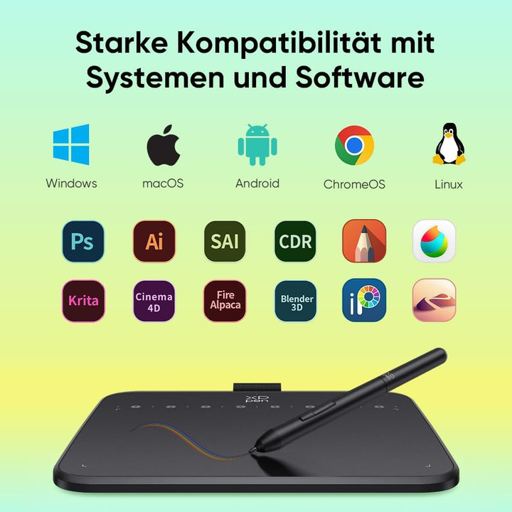 XPPen Deco 640 Grafiktablett, 16384 Druckstufen, 60° Neigungsunterstützung, Geeignet für OSU, Videob