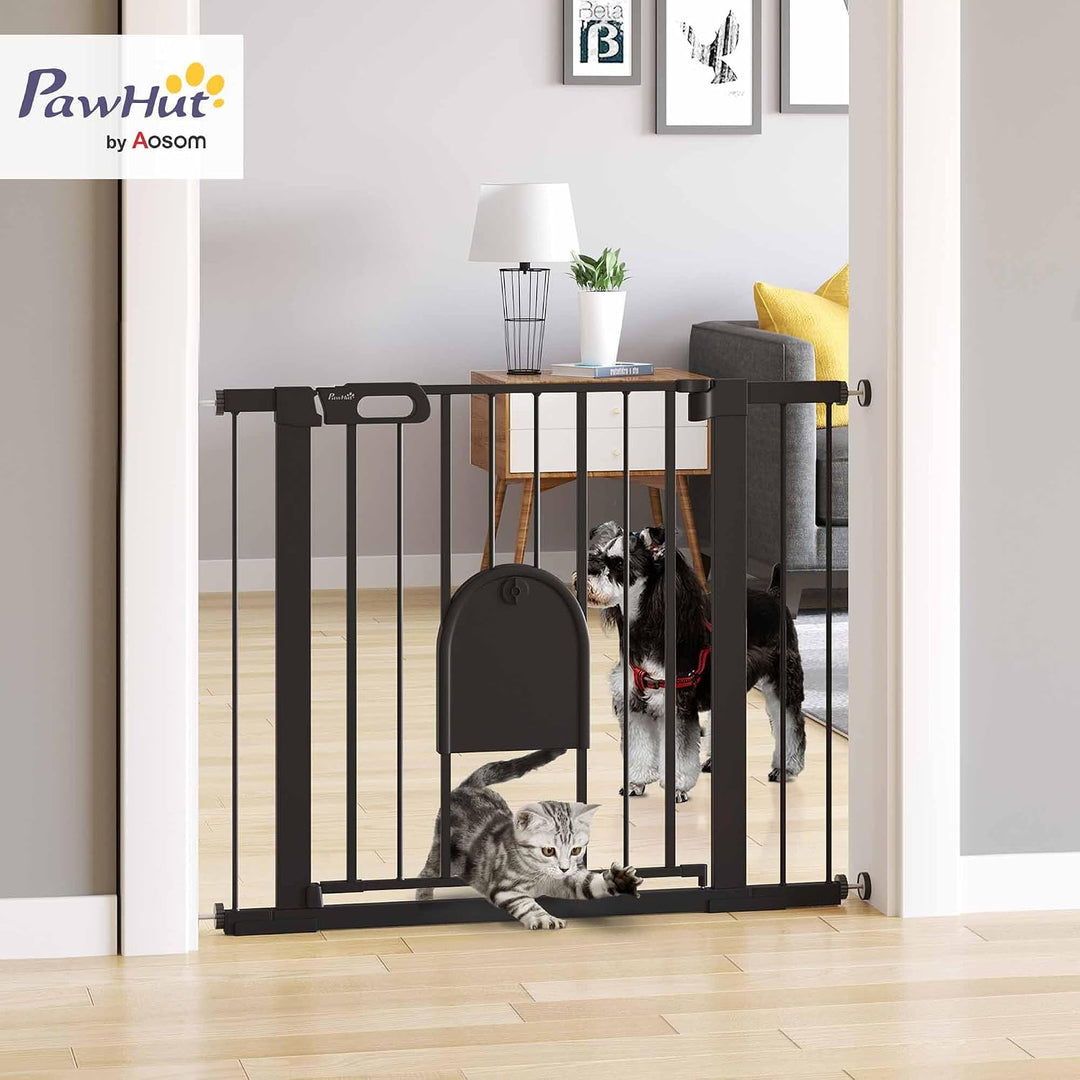 PawHut Türschutzgitter Klemmbefestigung für Hunde 75-103 x 76 cm Schwarz Schwarz 75-103cm, Schwarz 7