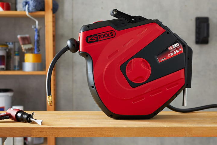 KS Tools 515.3445 Automatischer Druckluftschlauch-Aufroller, Ø 13mm x 15m