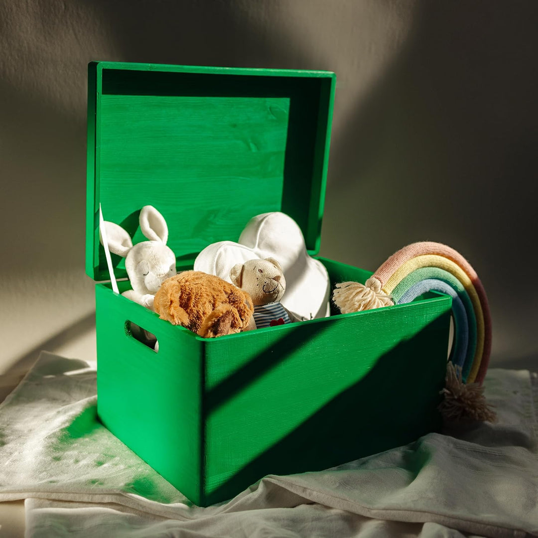Creative Deco XXL Grün Grosse Holzkiste Aufbewahrungsbox Spielzeug | 40 x 30 x 24 cm | Mit Deckel Gr
