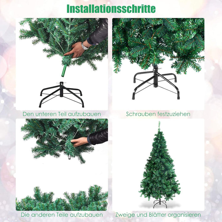 GOPLUS 150/180/210/240 cm Weihnachtsbaum weiss, PVC Künstlich Christbaum mit Metallständer, Weisser