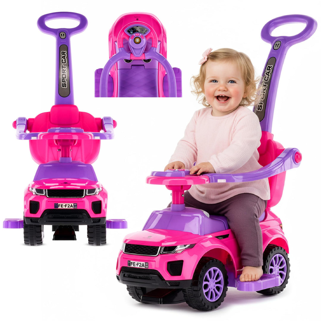 4in1 Kinderauto Rutschauto ab 2 Jahre und Schiebeauto mit Hupe und Musik, Rutschauto mit Stauraum un