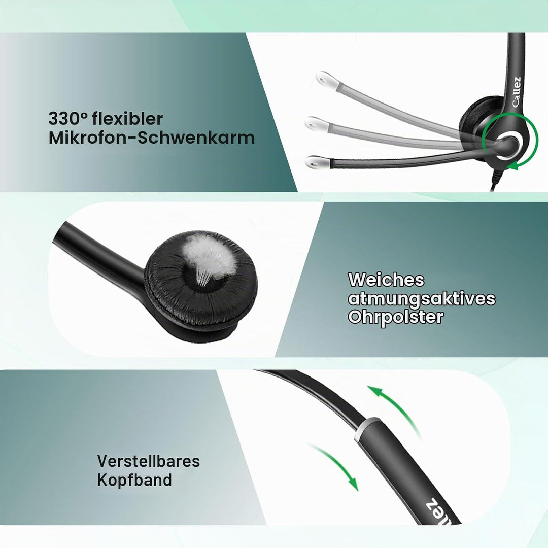 3,5mm Klinke Laptop Headset mit Mikrofon Noise Cancelling, USB-C Headset Handy mit Kabel für iPhone