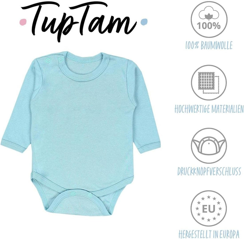 TupTam Jungen Baby Body Langarm Unifarben 5er Pack 68 Dunkelblau Blau Grün, 68 Dunkelblau Blau Grün