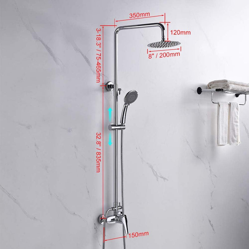 Ibergrif Roma, Duschsystem mit Regendusche, Brauseschlauch, Handbrause, Brausehalter, Duschstange, C