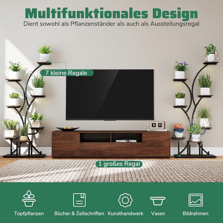 COSTWAY Pflanzenständer mit Wachstumslichtern, 8-stöckiges Pflanzenregal, Blumenständer Innenbereich