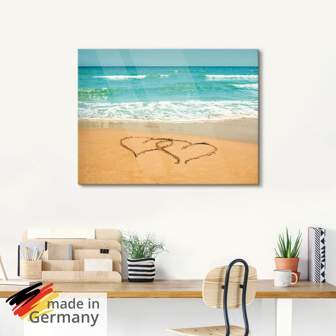 ARTland Glasbilder Wandbild Glas Bild einteilig 60x45 cm Querformat Strand Meer Küste Liebespaar Her