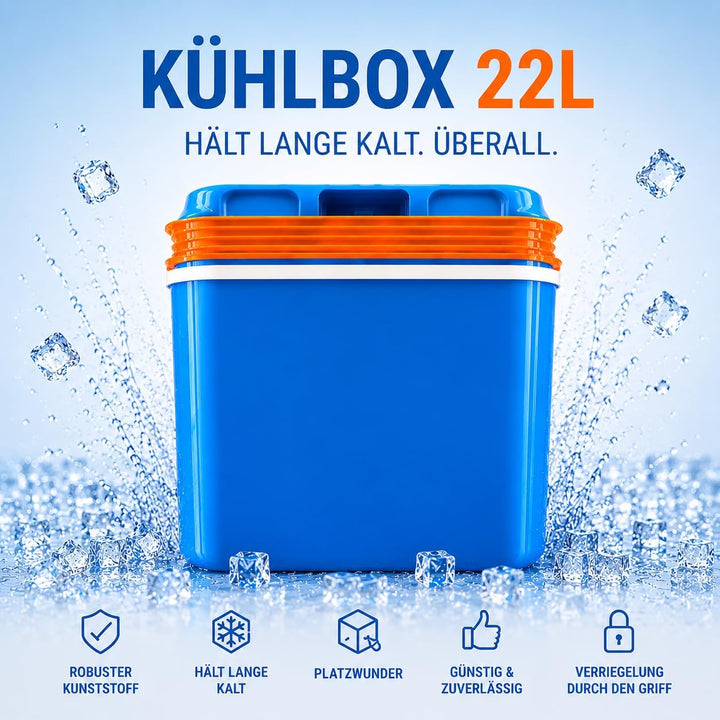 NEMT Elektrische Kühlbox 22L – Thermobox mit 12V/230V – für Camping, Auto