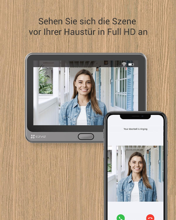 EZVIZ WLAN Türklingel mit 166° Weitwinkel und PIR-Sensor, 2MP Türspion Kamera mit 4,3 Zoll Farbbilds