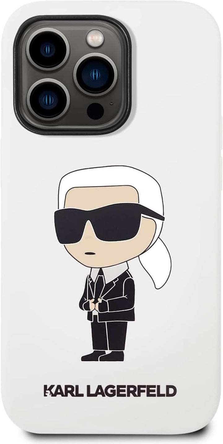Karl Lagerfeld KLHCP14XSNIKBCH Hülle für iPhone 14 Pro Max 6,7" hardcase Weiss Silicone Ikonik Black