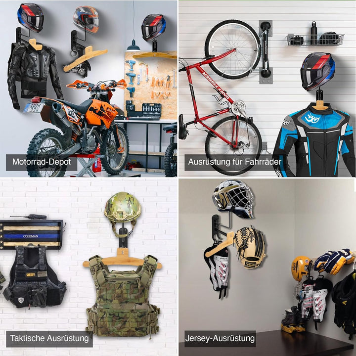 Motorrad Zubehör für Biker – 2-in-1 Wandhalterung für Helm & Jacke – Stylischer Helmhalter im Totenk