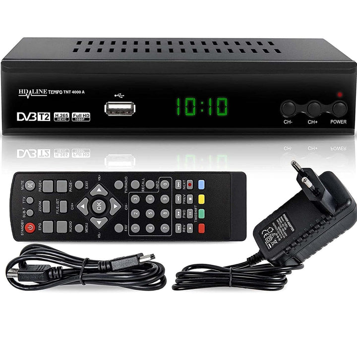 hd-line Tempo 4000 A DVBT2 Receiver Full HD 1080P 4K für TV (HEVC/H.265 HDMI SCART, USB 2.0, DVBT-2,