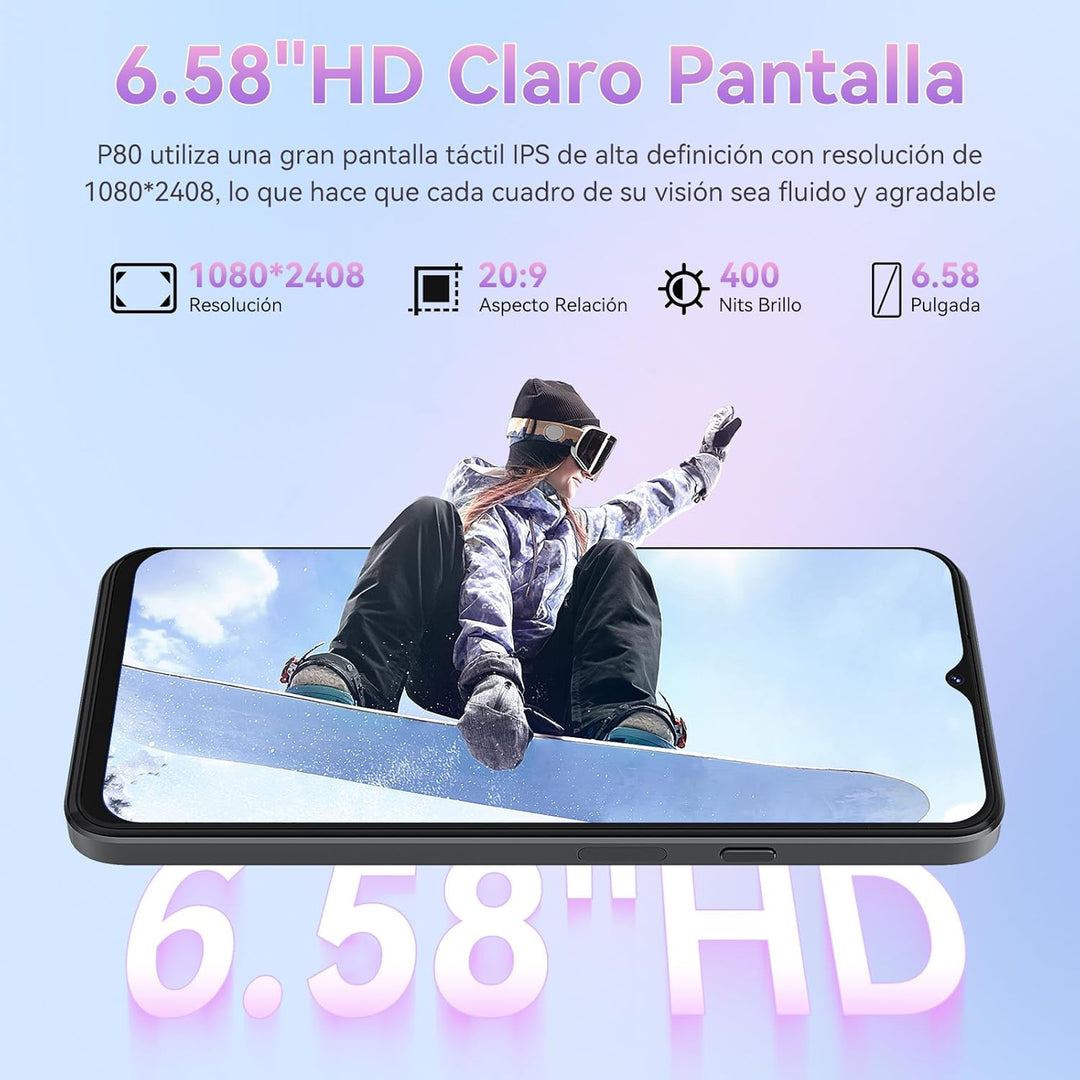 CUBOT P80 Smartphone ohne Vertrag (2023), Android 13 Handy, 16GB+256GB/1TB, 48MP+24MP, 6,58" FHD+, 5