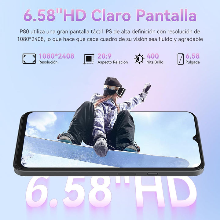 CUBOT P80 Smartphone ohne Vertrag (2023), Android 13 Handy, 16GB+256GB/1TB, 48MP+24MP, 6,58" FHD+, 5