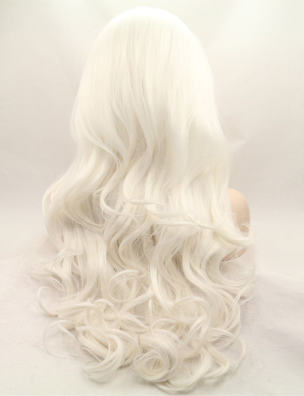 Morvally 61 cm lange Welle 60# Platinum White Glueless Lace Front Wig Natural Straight Heat Resistan