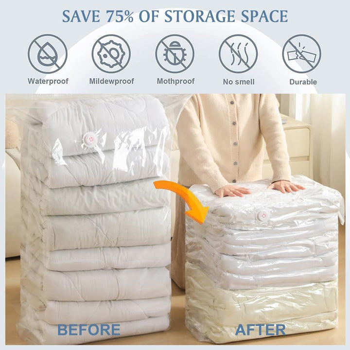 Vakuumbeutel für Kleidung Würfel,6 Pack Kleider Vakuumbeutel,100x80x32cm Extra Grosse Vakuum Aufbewa