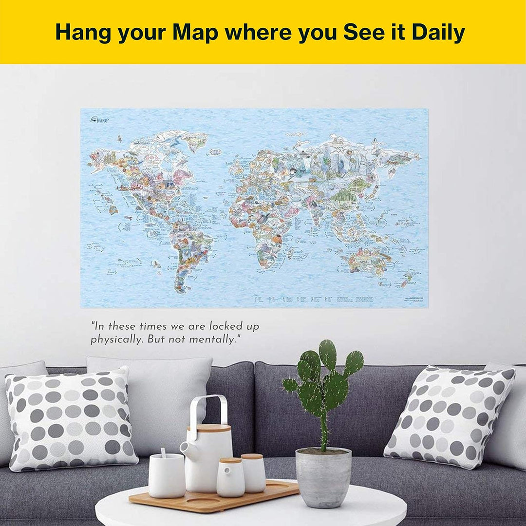Kitesurf Weltkarte | AWESOME MAPS | Entdecke die 300 Besten Wellen der Welt - 97,5 x 56cm Poster (Ki