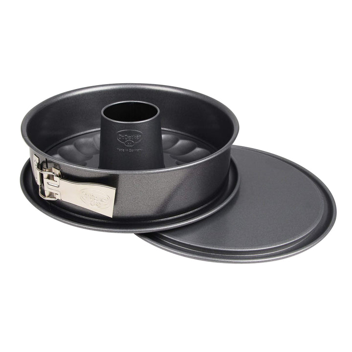 Dr. Oetker Springform mit Flach- und Rohrboden Ø 24 cm, auslaufsichere Kuchenform mit 2 Böden, runde