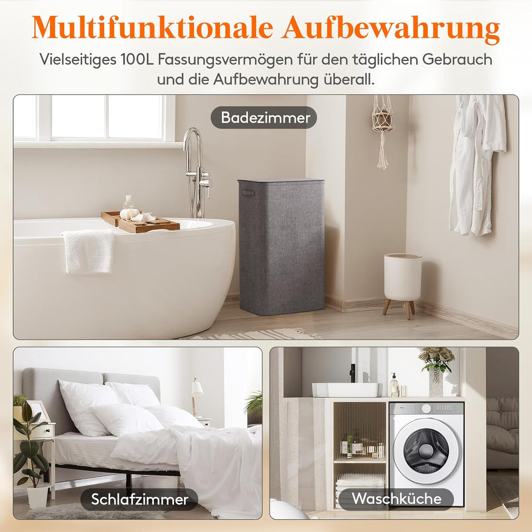 Lifewit 100L Pfandflaschen Sammelbehälter mit Deckel, Gross Pfandflaschen Aufbewahrung, Behälter Lee