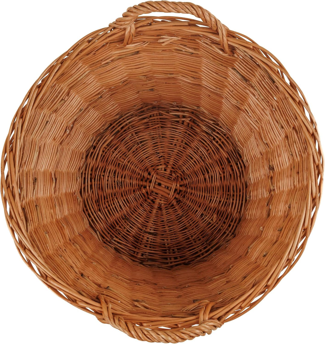 BOGATECO Weidenkorb mit Griffen rund | Kaminkorb 30/40x30H | Handgewebt | Holzkorb mit Jute ausgekle