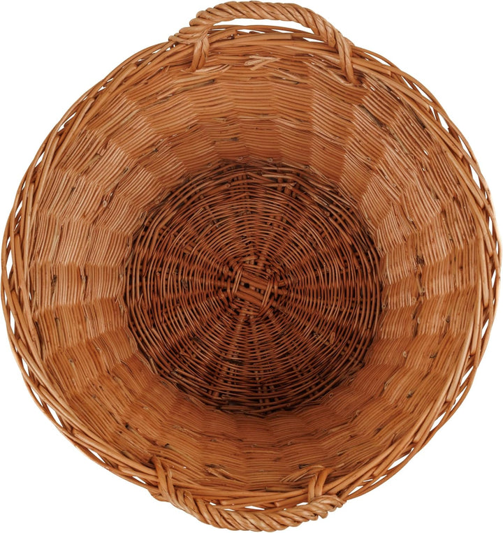 BOGATECO Weidenkorb mit Griffen rund | Kaminkorb 30/40x30H | Handgewebt | Holzkorb mit Jute ausgekle