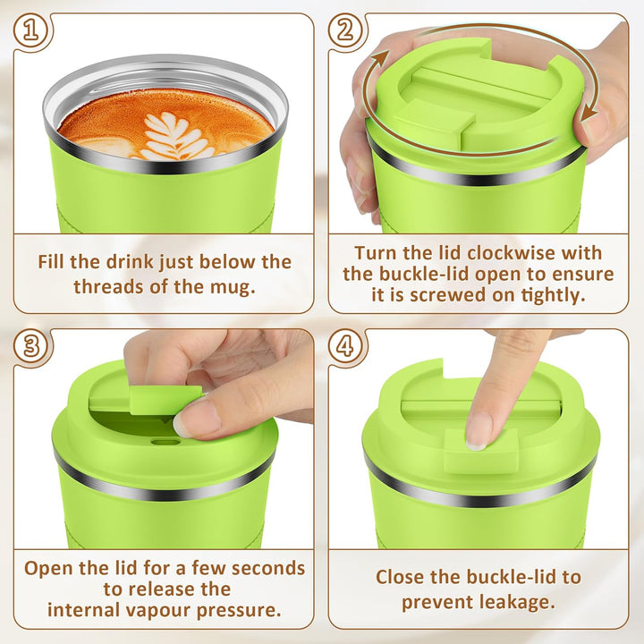 KETIEE Kaffeebecher to go,380ml Thermobecher Kaffee-to-go,Kaffeebecher Thermo,Doppelwandig Reisebech