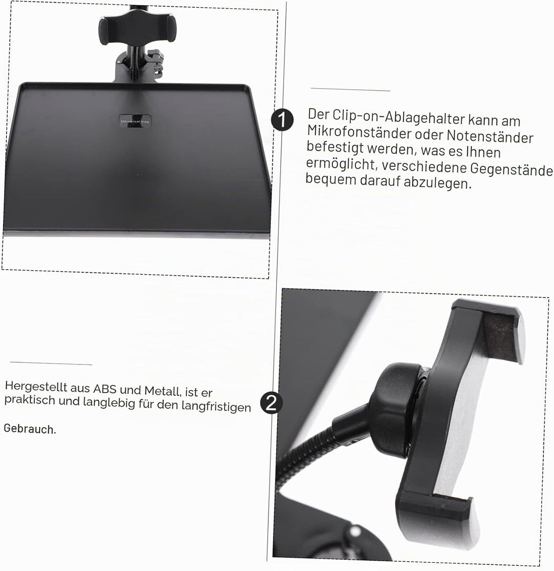 MILISTEN Mikrofonständer Tray Halter mit Handyhalterung, Universal Soundkartenfach, Mikrofonständer,