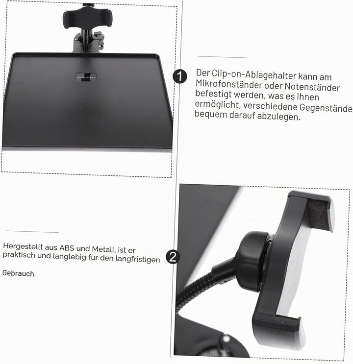 MILISTEN Mikrofonständer Tray Halter mit Handyhalterung, Universal Soundkartenfach, Mikrofonständer,