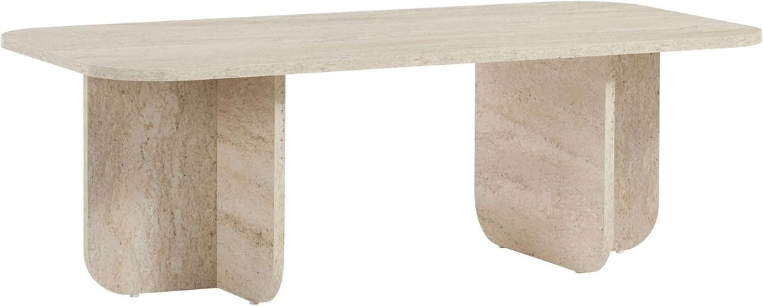 Stilvoller Couchtisch, Travertine-Farbe, 120 x 60 x 41 cm | 100% melaminbeschichtete Spanplatte, 18