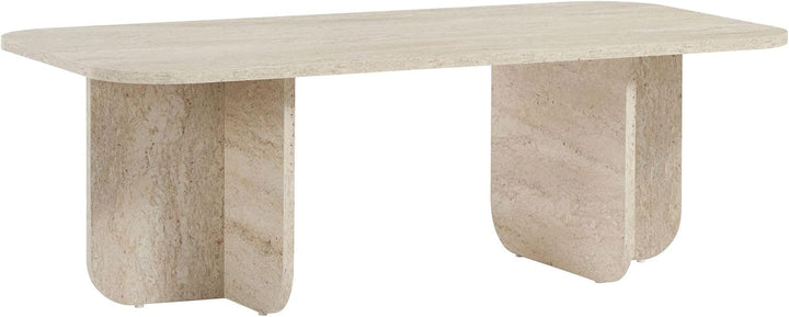 Stilvoller Couchtisch, Travertine-Farbe, 120 x 60 x 41 cm | 100% melaminbeschichtete Spanplatte, 18