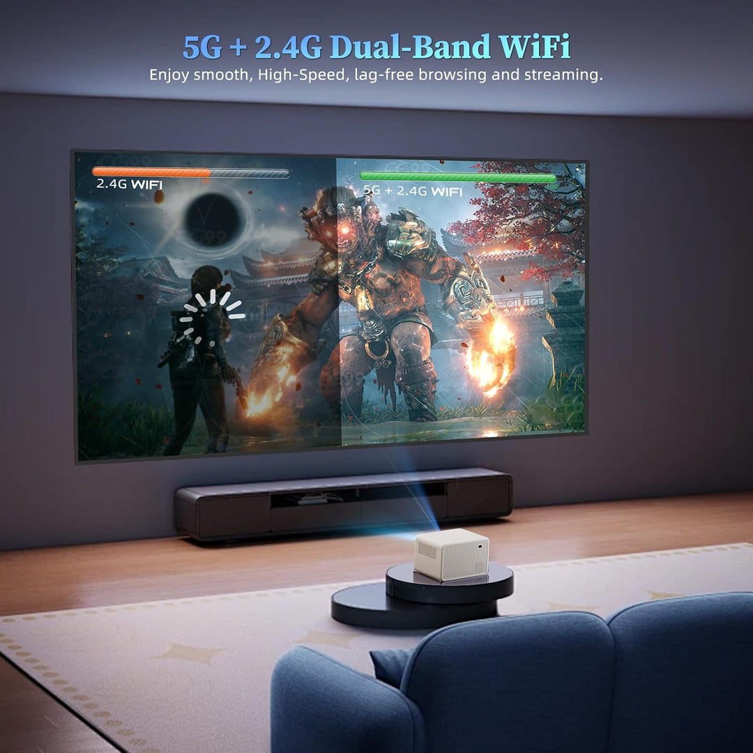 Smart Beamer WiFi Heimkino Projektor,16000 Lumen Full HD 1080P Beamer,Elektrischer Fokus 200 Zoll Zo