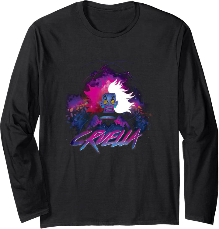 Disney Villains Cruella De Vil Neon Airbrush Portrait Langarmshirt