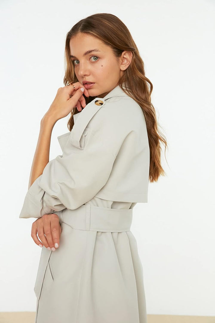 TRENDYOL Trench Coat - Brown - Regular 32 Beige, 32 Beige