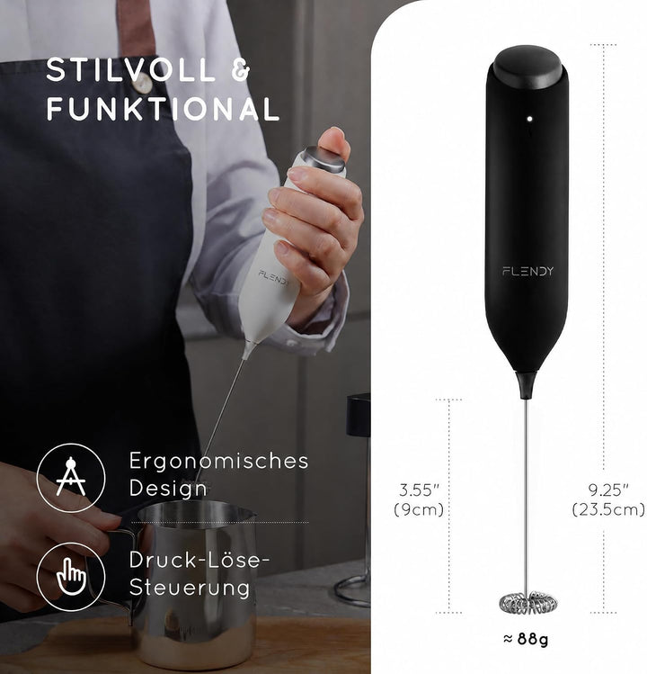 Wiederaufladbarer Hand Milchaufschäumer Stab, Aufschäumer Stab mit USB-C Ladehalterung, Mini Milchau