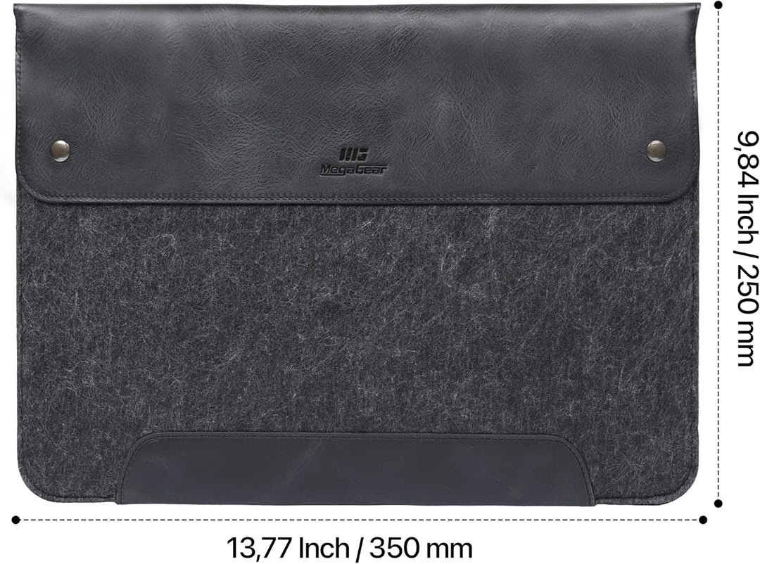 MegaGear MacBook-Tasche aus echtem Leder und Fleece, Laptop-Hülle für MacBook Pro und MacBook Air Hü