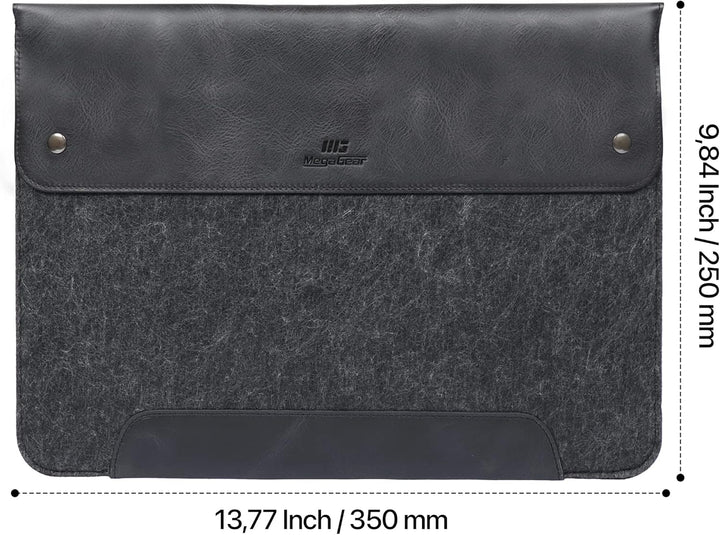 MegaGear MacBook-Tasche aus echtem Leder und Fleece, Laptop-Hülle für MacBook Pro und MacBook Air Hü
