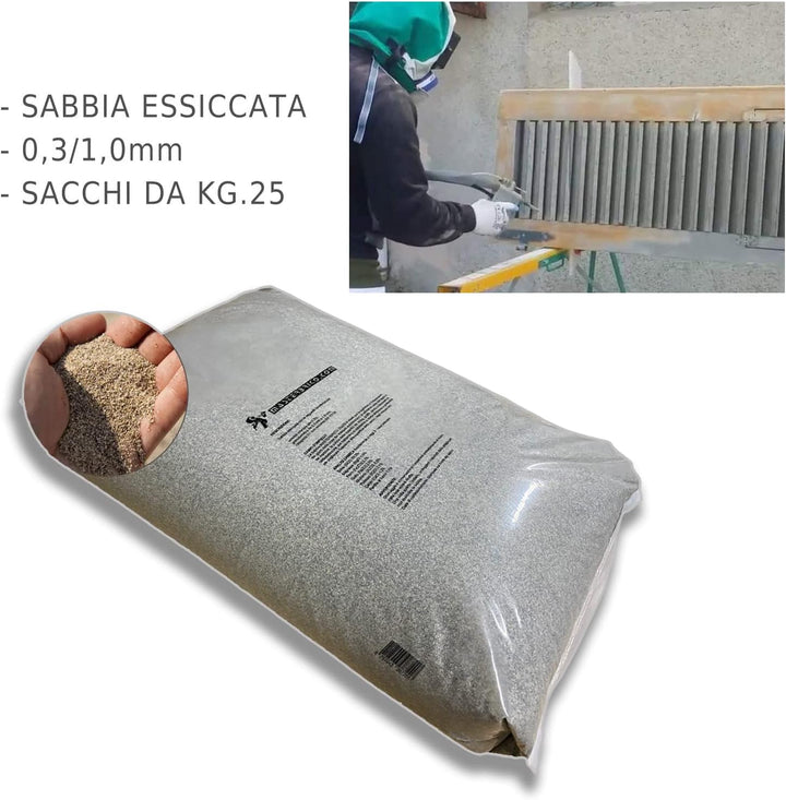 Sand für Sandstrahler, Sandstrahler, Vaga, 0,3 – 1,00 mm, 25 kg Säcke zum Sandstrahlen von Holz, Eis