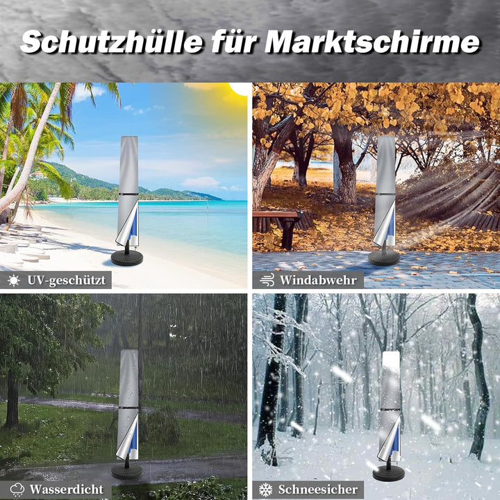 NAKIHOUSE Sonnenschirm Abdeckung Schutzhülle, Wasserdichte,Wetterfeste, UV-Anti, Winddicht Schirm Ab