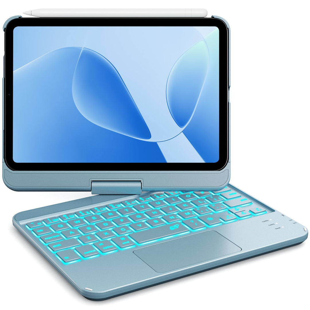 GreenLaw Tastaturhülle für iPad Mini 7 (2024) und Mini 6 (2021) 8,3 Zoll, Smart Touchpad, 7 Farben H
