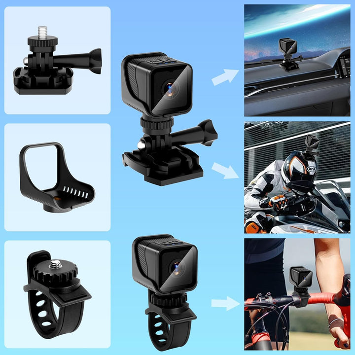 Pudet Luo Mini Kamera, Hotspot WiFi Tragbare Kleine Actionkamera für Sport, 1080P HD & 120° Ultra-We