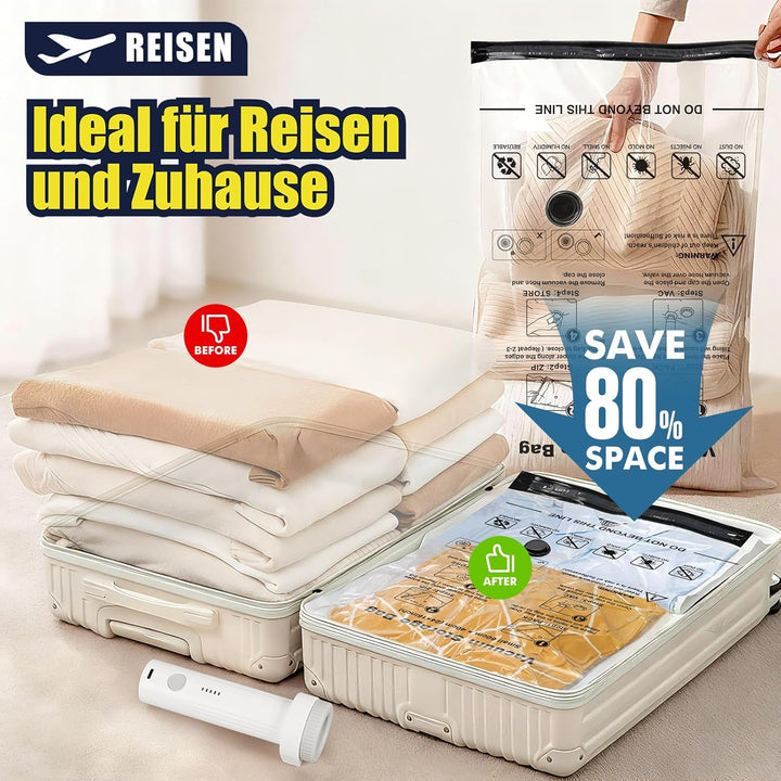 Accenter Vakuumbeutel für Kleidung mit Elektrischer Pumpe,Vakuumbeutel Reise für Koffer Organizer,Sc