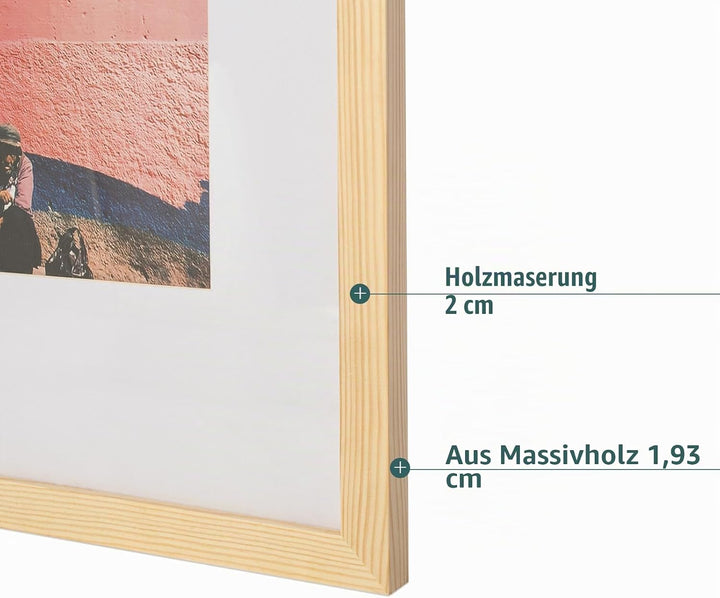 HOHIYO A2 Holz Bilderrahmen，Posterrahmen Puzzlerahmen A2(42x59,4 cm) aus Eiche mit Papier-Passeparto