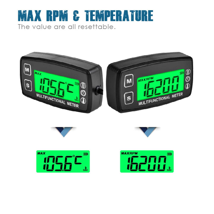 Runleader Digital Motortemperaturanzeige, Echtzeit-Drehzahlanzeige, Alarmtemperatur und Drehzahl, Ar