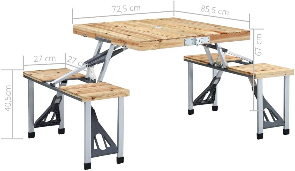 vidaXL Campingtisch Klappbar mit 4 Sitzen Camping Set Koffertisch Picknick Campingmöbel Klapptisch S