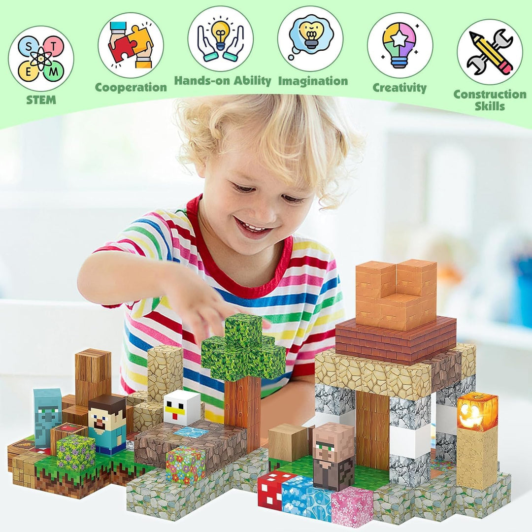 TUKIIE Magnetische Bausteine 120 Stück 1" Light Up Magnetic Building Blocks Magnetblöcke Magnetbaust