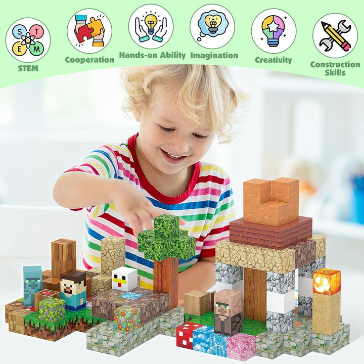 TUKIIE Magnetische Bausteine 120 Stück 1" Light Up Magnetic Building Blocks Magnetblöcke Magnetbaust