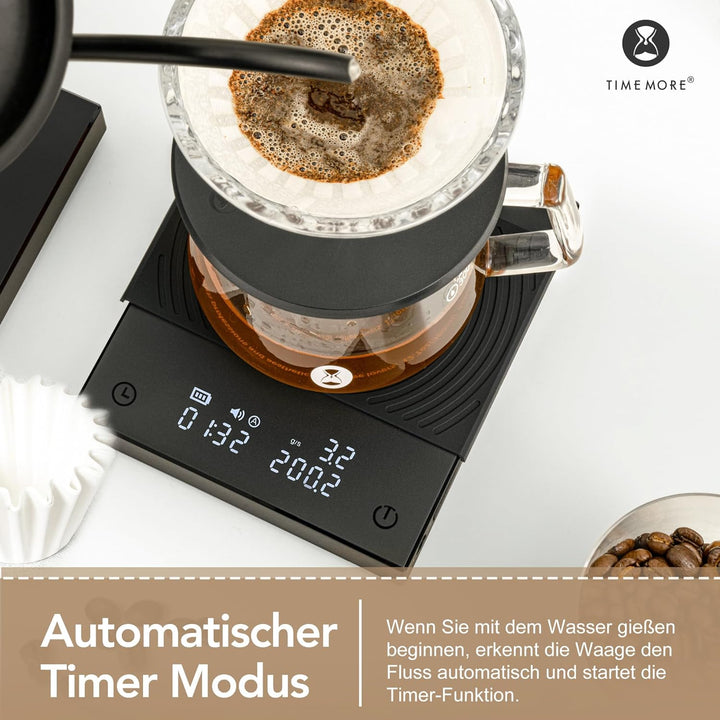 Black Mirror Basic 2, TIMEMORE Kaffeewaage mit Timer, Durchflusskontrolle, 0,1g Genauigkeit, mit aut