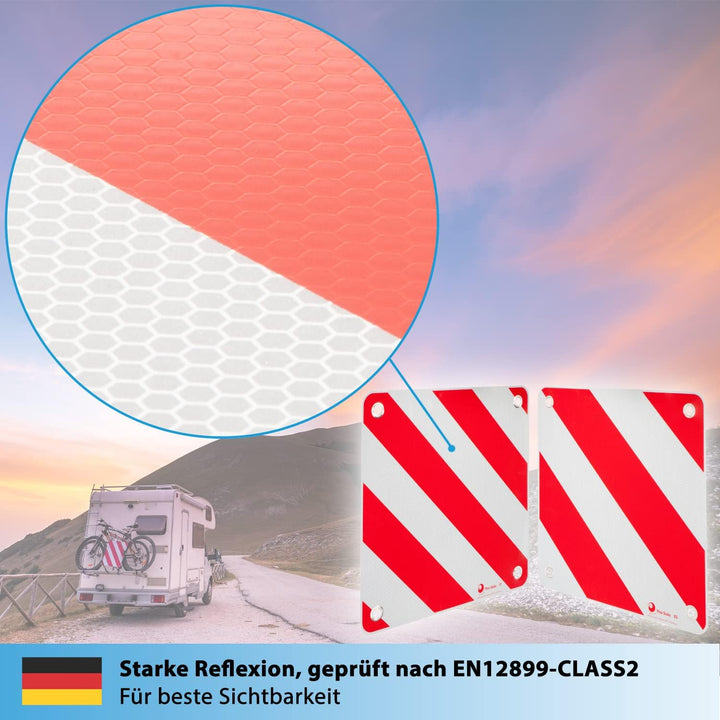 valonic Premium Warntafel - 3in1 für Italien, Spanien und Portugal - 50x50cm, reflektierend, für Woh