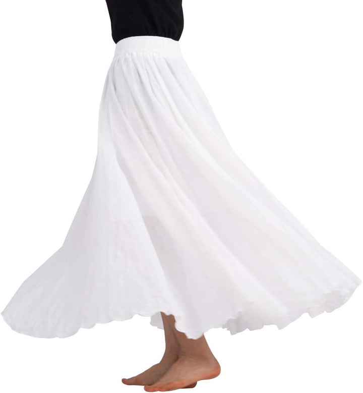 FEOYA Baumwolle Leinen Maxirock Boho Sommer Rock Double Layer Elastische Taille Faltenrock Frauen Ei